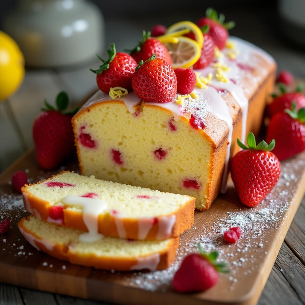Lemon Cream Cheese Strawberry Pound Cake