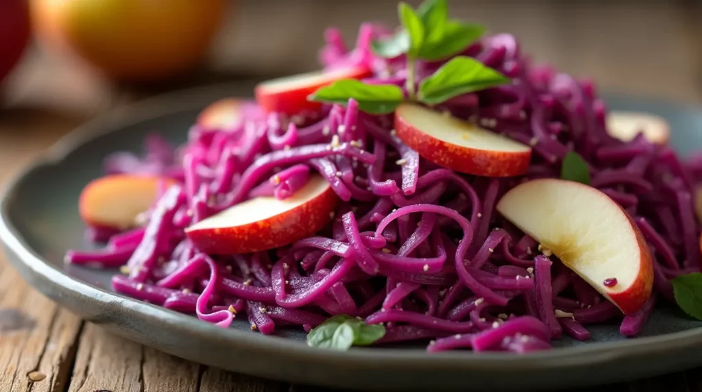 red cabbage and apple