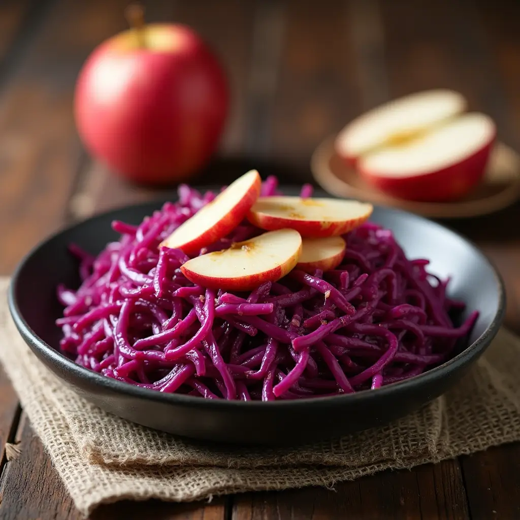red cabbage and apple